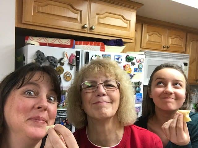 three ladies eating the best lefse recipe with mashed potatoes