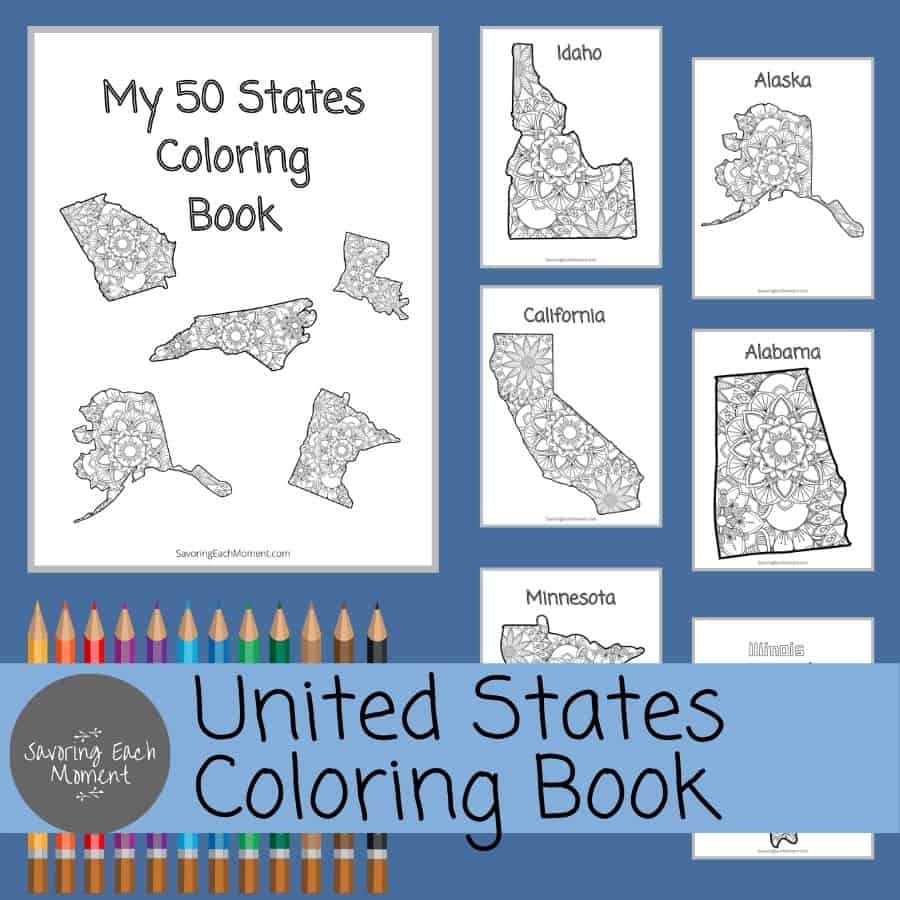 United States Colroing Map Book