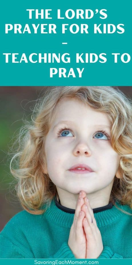 Young child learning about the Lord's prayer for kids