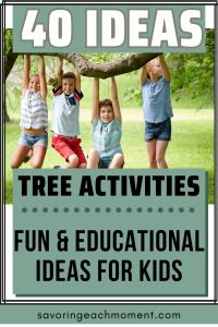 kids hanging from a tree enjoying tree activities for kids